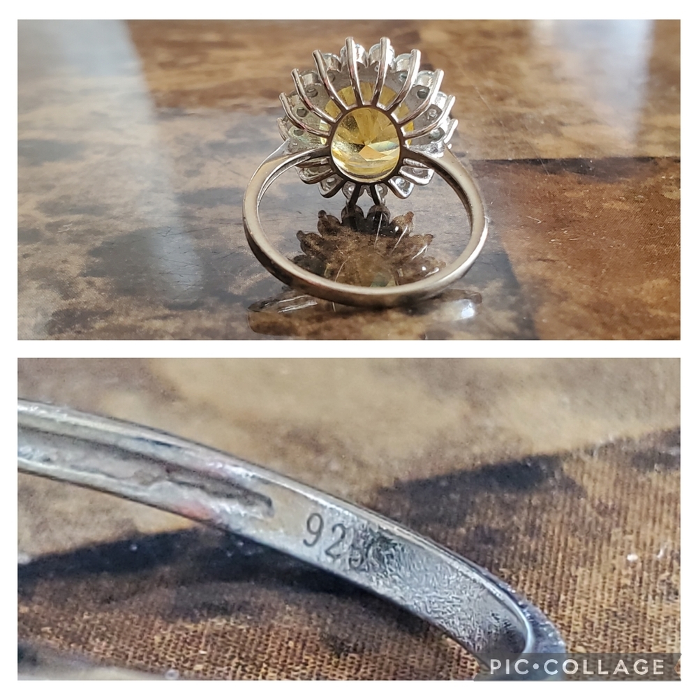 Genuine 5ct Citrine and White Sapphires Ring Size 6.5 - Picture 8 of 8